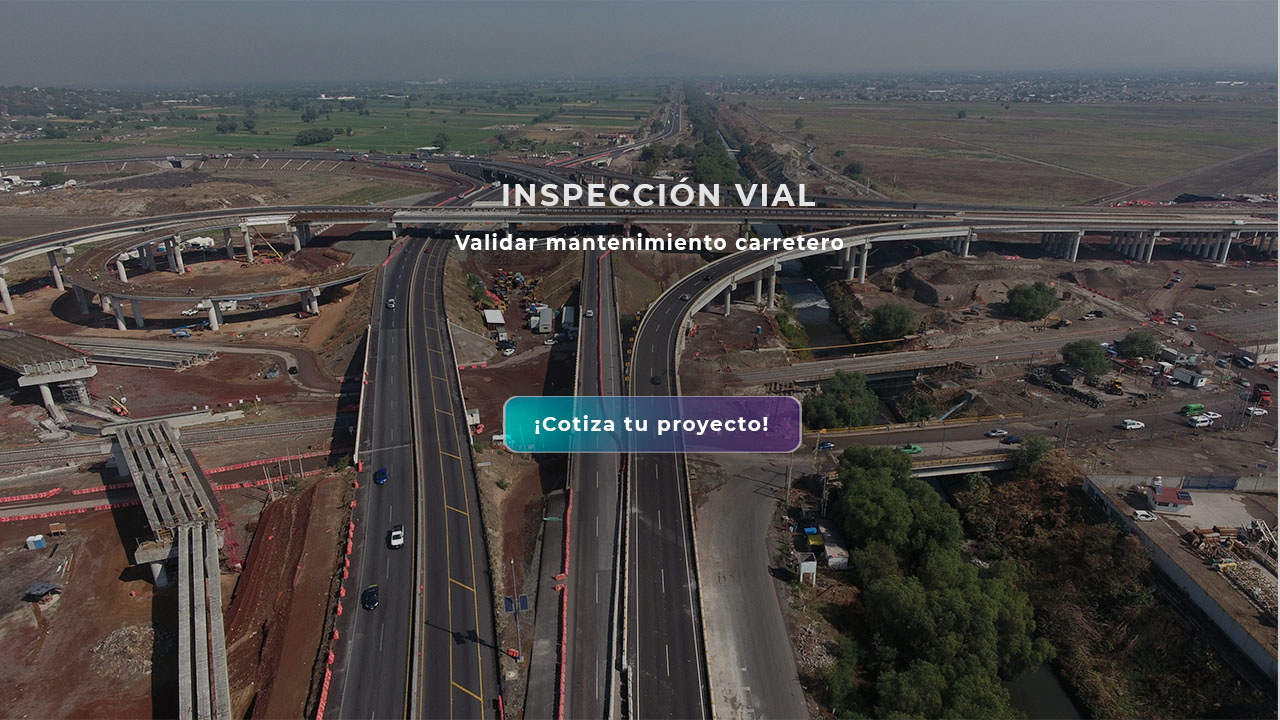 Inspección carretera con drone para detección de fallas